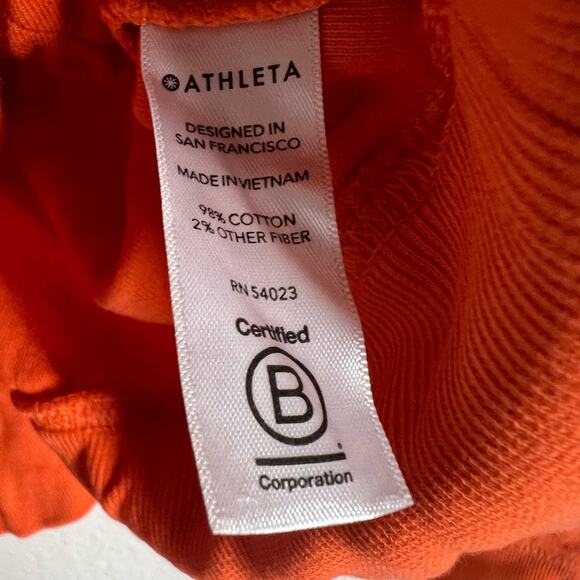 Athleta Women's Sundown Puckered Crewneck Orange Pullover Sweatshirt XS - Picture 11 of 11